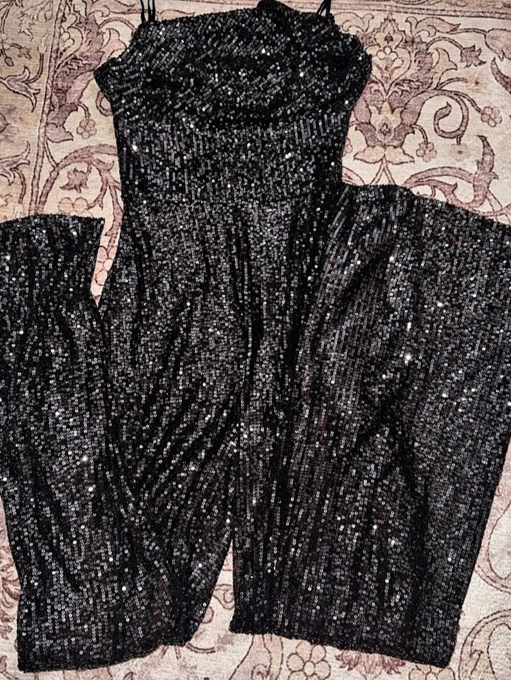 Privy Black Sequin Long Sleeve Bodysuit